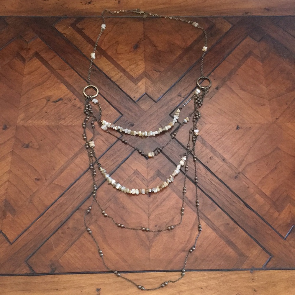 Long bronze layered necklace - Picture 2 of 5